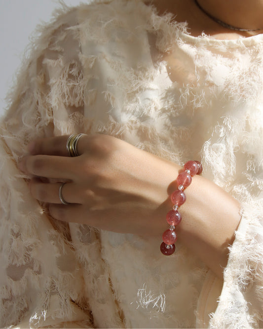 ストロベリークォーツ ローズクォーツ ブレスレット【愛情/感情の安定】
