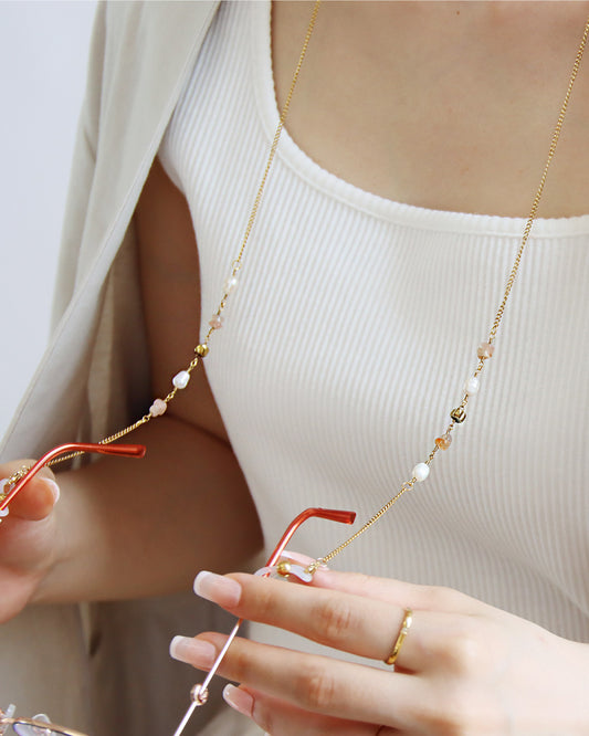 天然石 淡水パール メガネチェーン