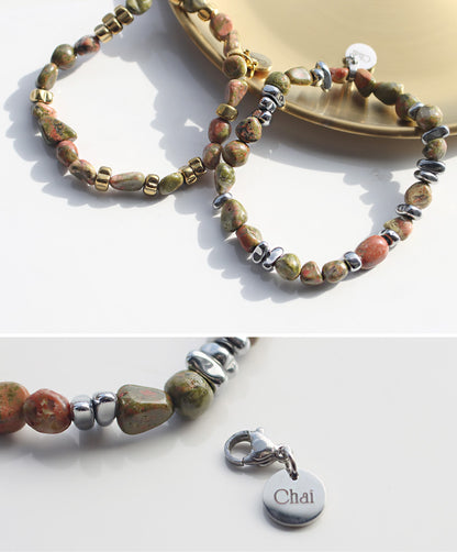 ブレスレット ユナカイト ヘマタイト