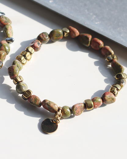 ブレスレット ユナカイト ヘマタイト