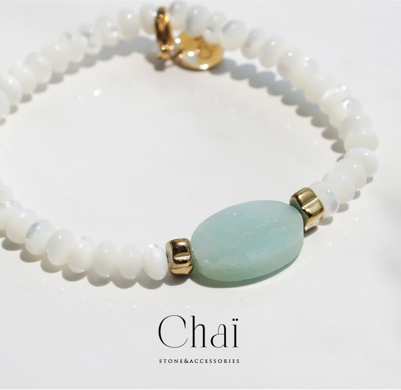 アマゾナイト マザーオブパール ブレスレット【優しさ/自己表現】