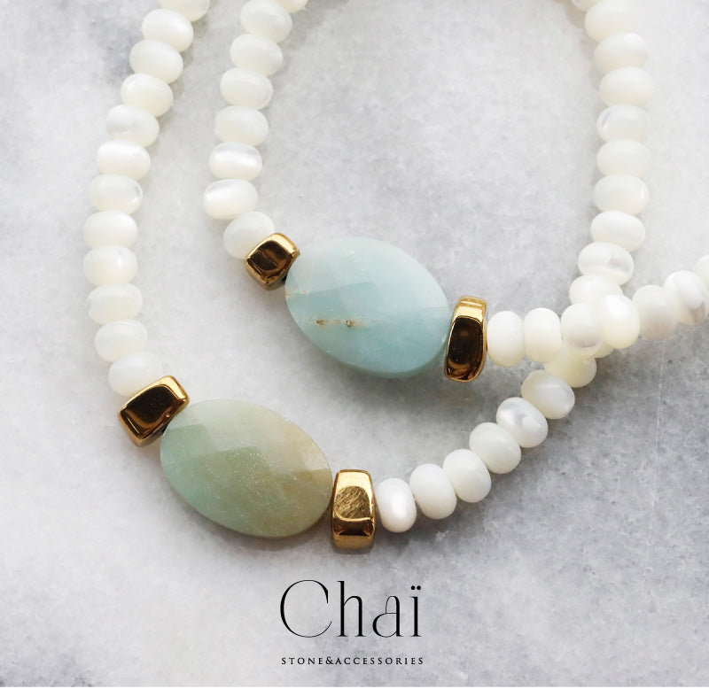 アマゾナイト マザーオブパール ブレスレット【優しさ/自己表現】