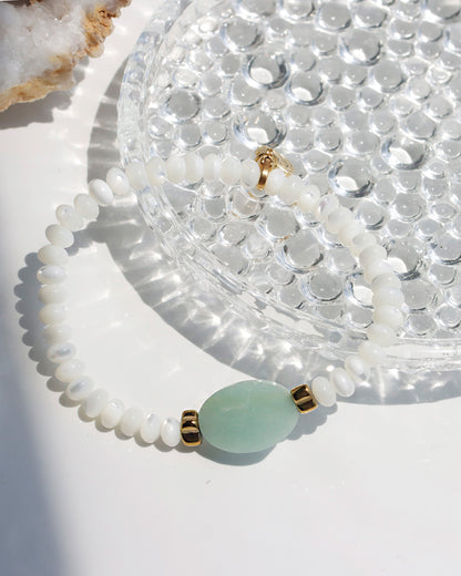 アマゾナイト マザーオブパール ブレスレット【優しさ/自己表現】