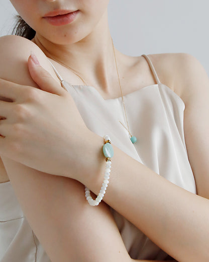 アマゾナイト マザーオブパール ブレスレット【優しさ/自己表現】