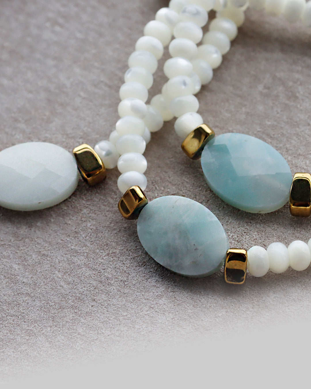 アマゾナイト マザーオブパール ブレスレット【優しさ/自己表現】