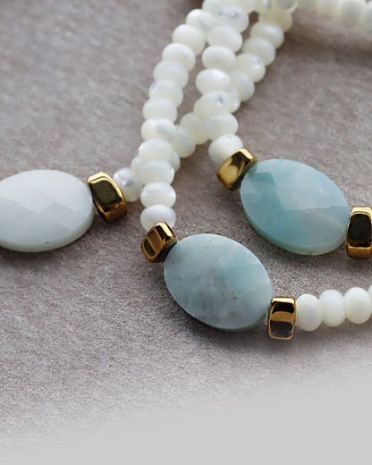 アマゾナイト マザーオブパール ブレスレット【優しさ/自己表現】