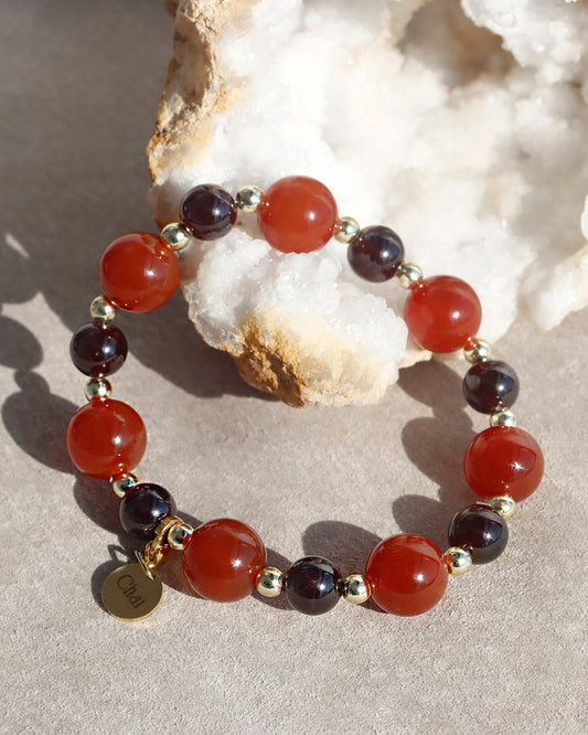 カーネリアン ガーネット ヘマタイト ブレスレット【目標達成/お守り】