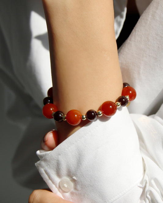 カーネリアン ガーネット ヘマタイト ブレスレット【目標達成/お守り】