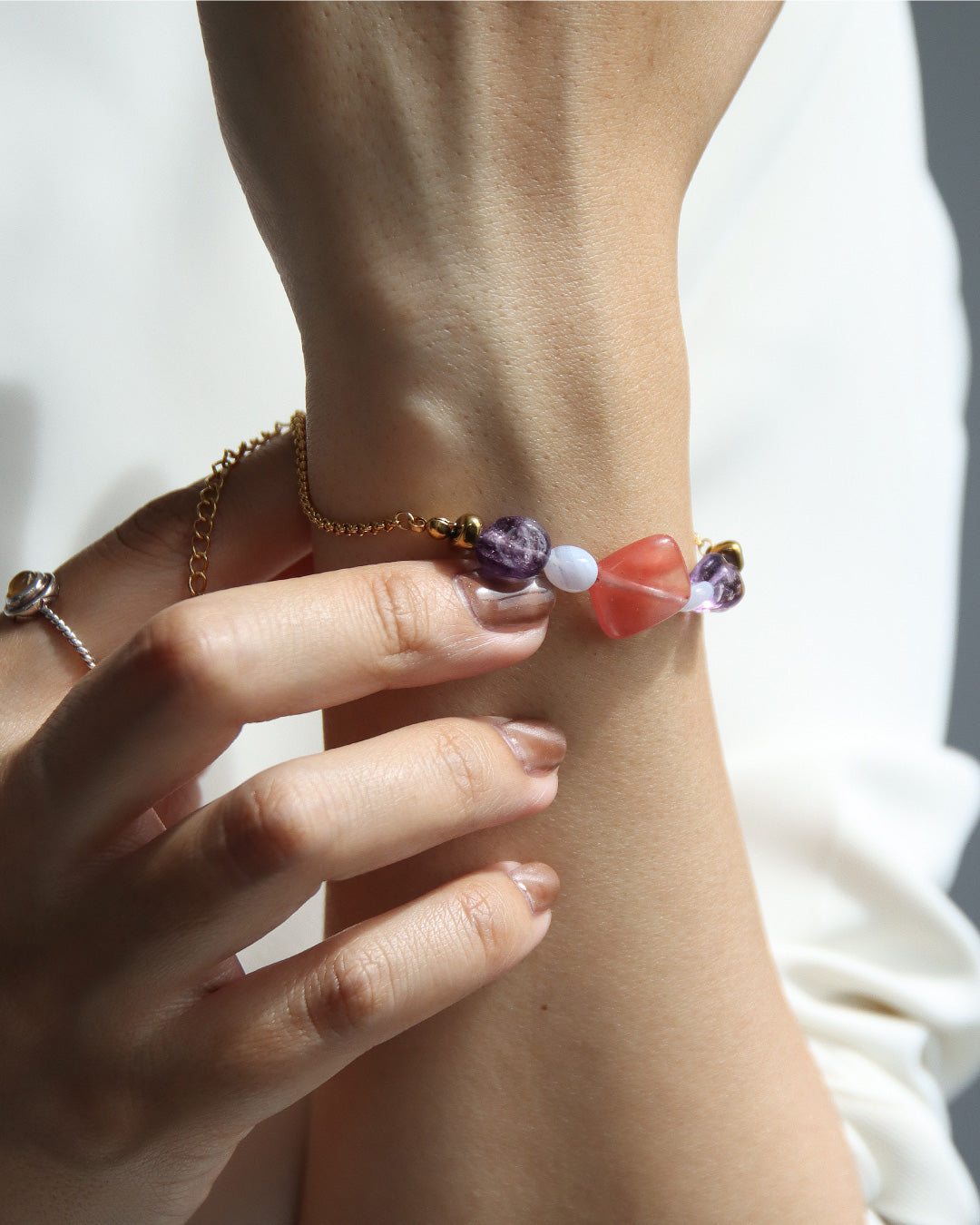 【2026NEW】Grâce Bracelet | ウォーターメロントルマリン×ブルーカルセドニー