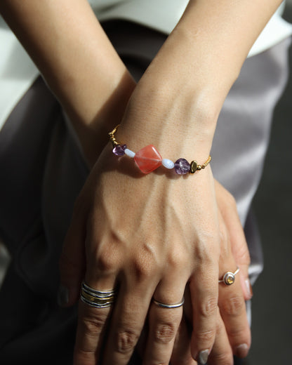 【2026NEW】Grâce Bracelet | ウォーターメロントルマリン×ブルーカルセドニー