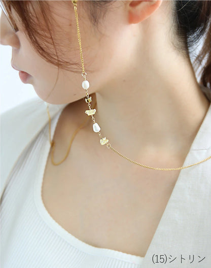 天然石 淡水パール メガネチェーン