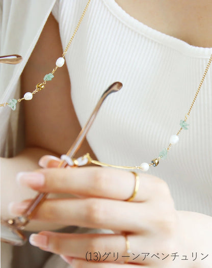 天然石 淡水パール メガネチェーン