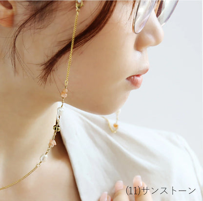 天然石 淡水パール メガネチェーン