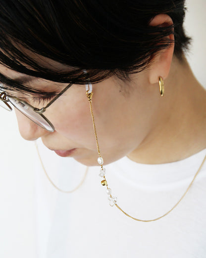 天然石 淡水パール メガネチェーン