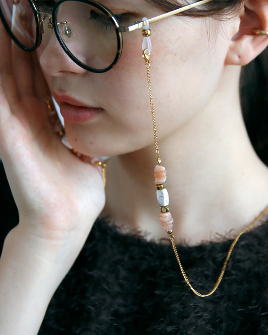 ハウライト サンストーン眼鏡チェーン