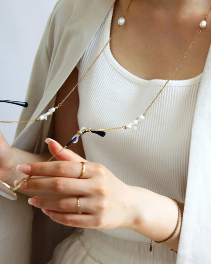 淡水パール クリスタル 眼鏡チェーン