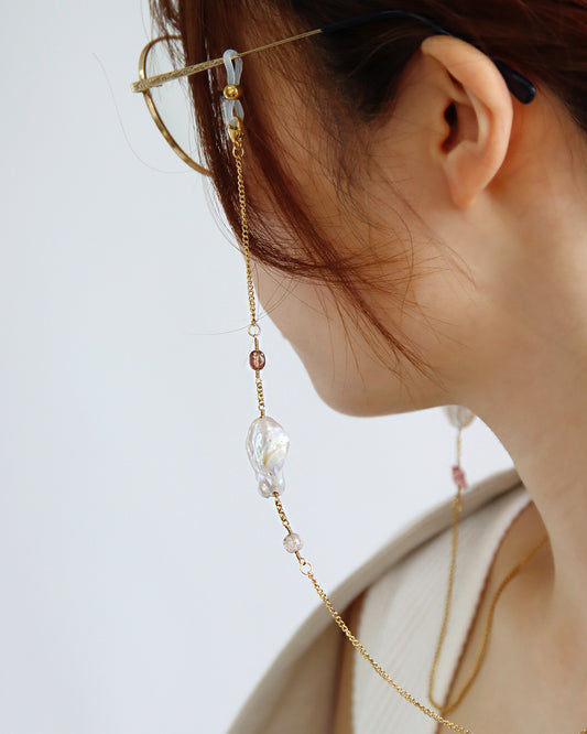 バロックパール ストロベリークォーツ 眼鏡チェーン