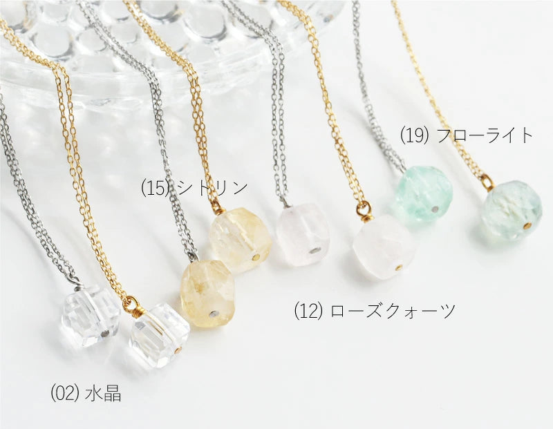 キューブ天然石 ネックレス