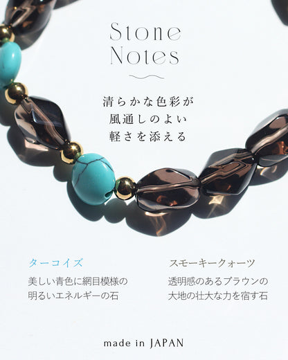 Glow | ターコイズブレスレット×ステンレスブレスレット セット